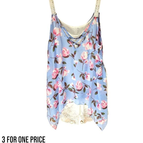 ROSE GAL Plus Size 3Piece Tank Tops Floral White Lace short Set. SIZE 22 - Picture 5 of 16